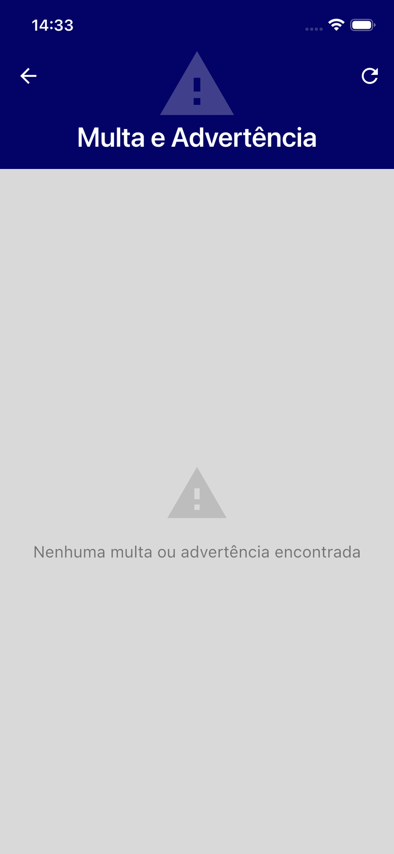 Multa e Advertência sem registros para a unidade