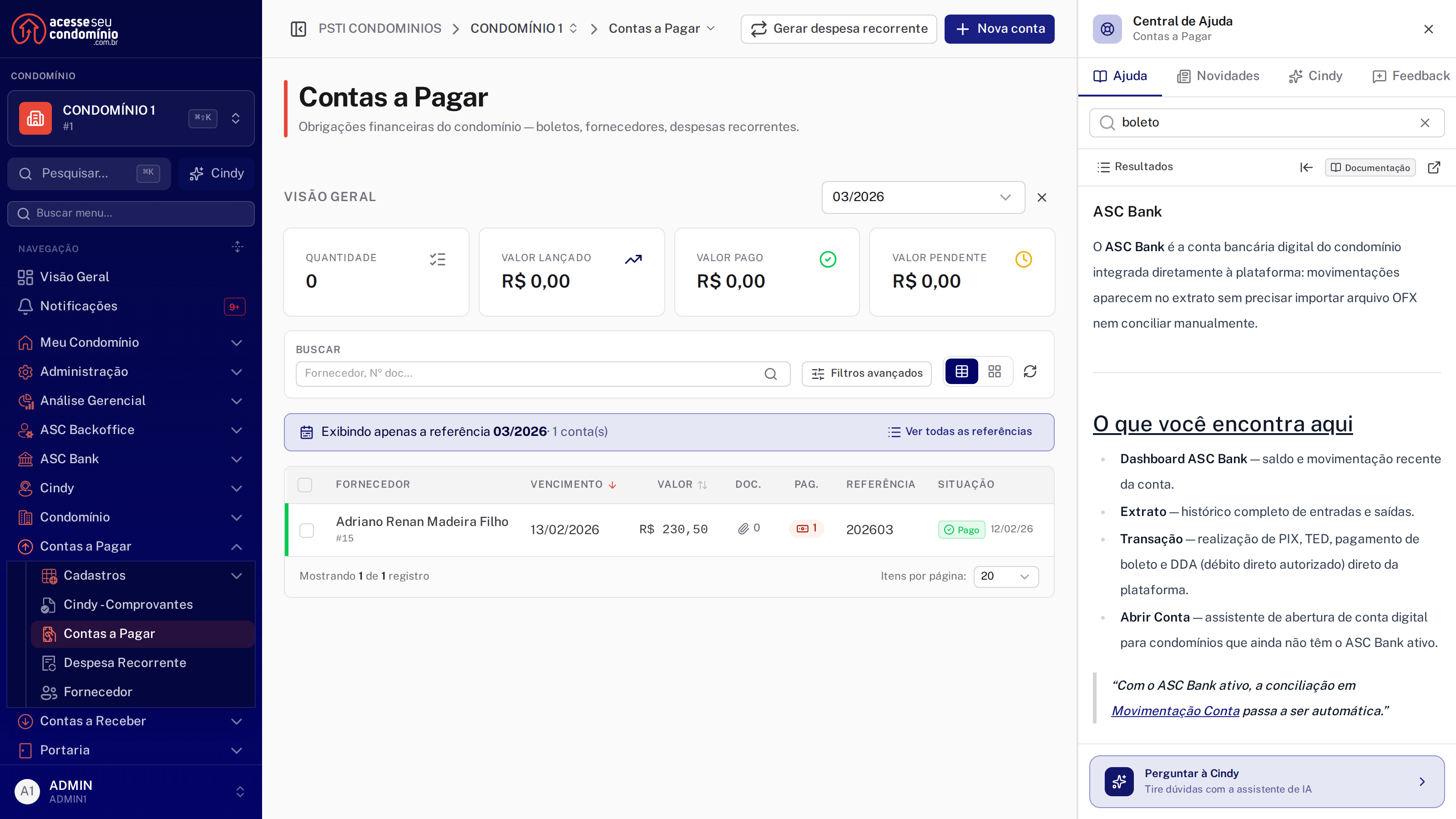 Artigo aberto dentro do painel, com trilha de volta para os resultados