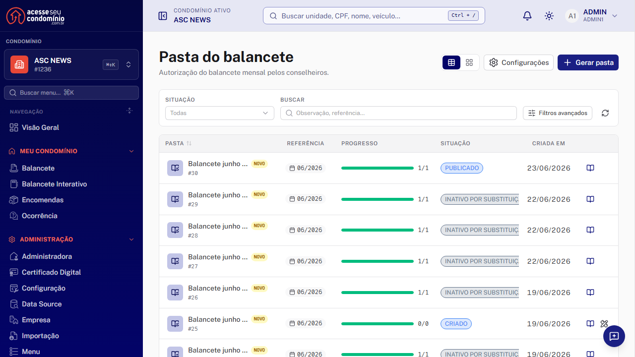 Prestação de contas e relatórios