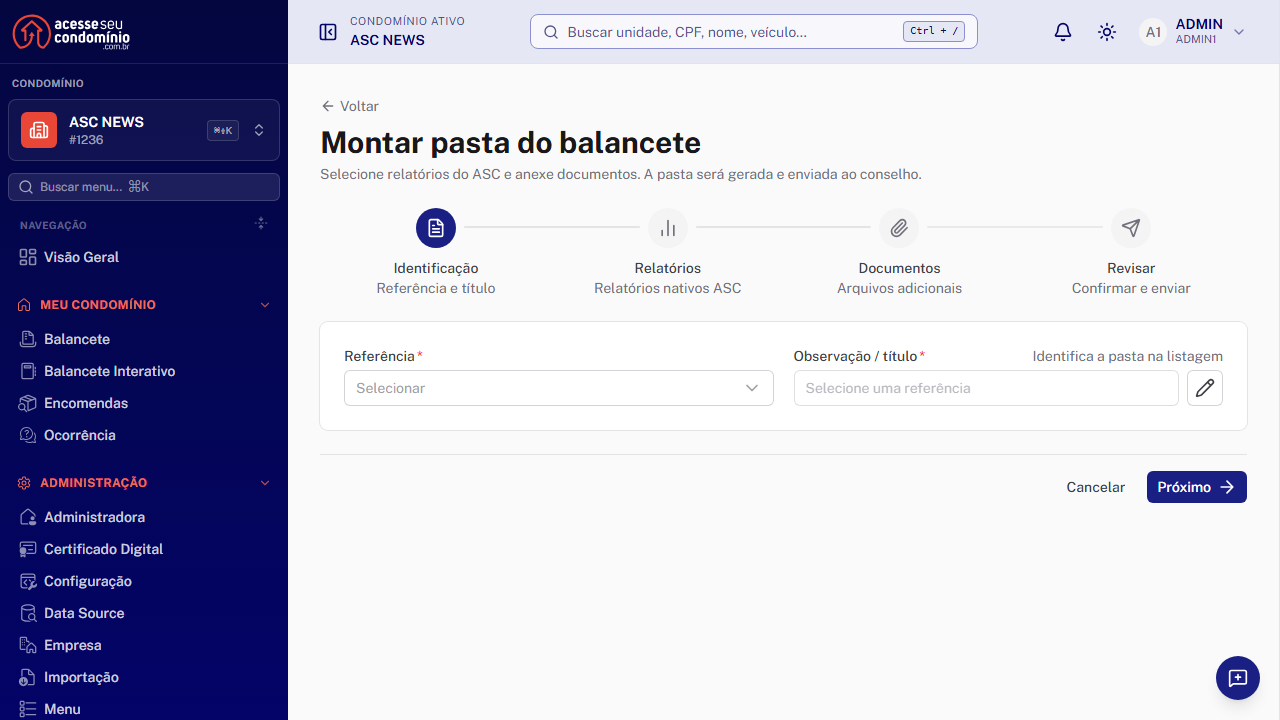 Assistente de criação em 4 etapas
