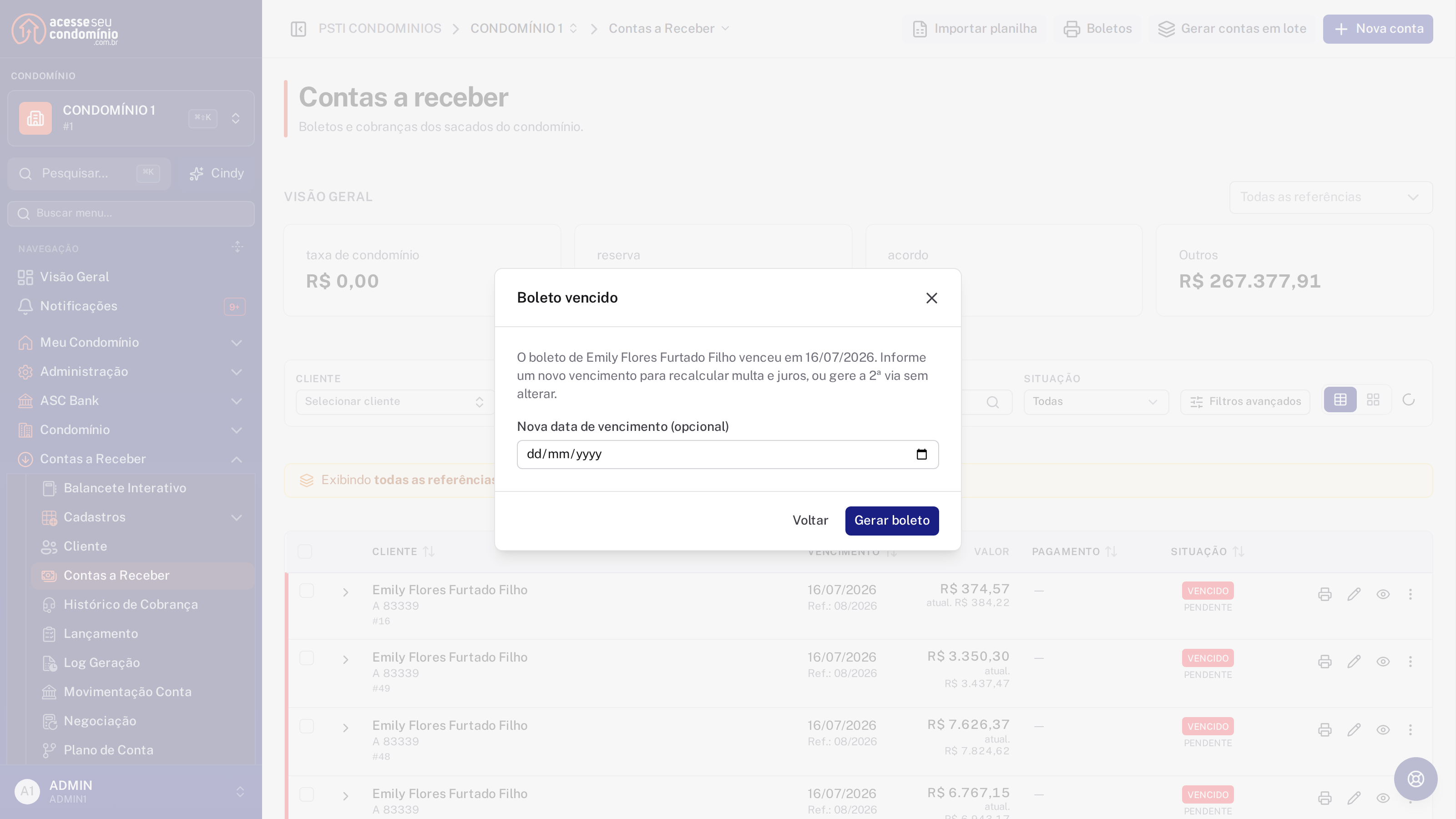 Nova data de vencimento na 2ª via de um boleto vencido